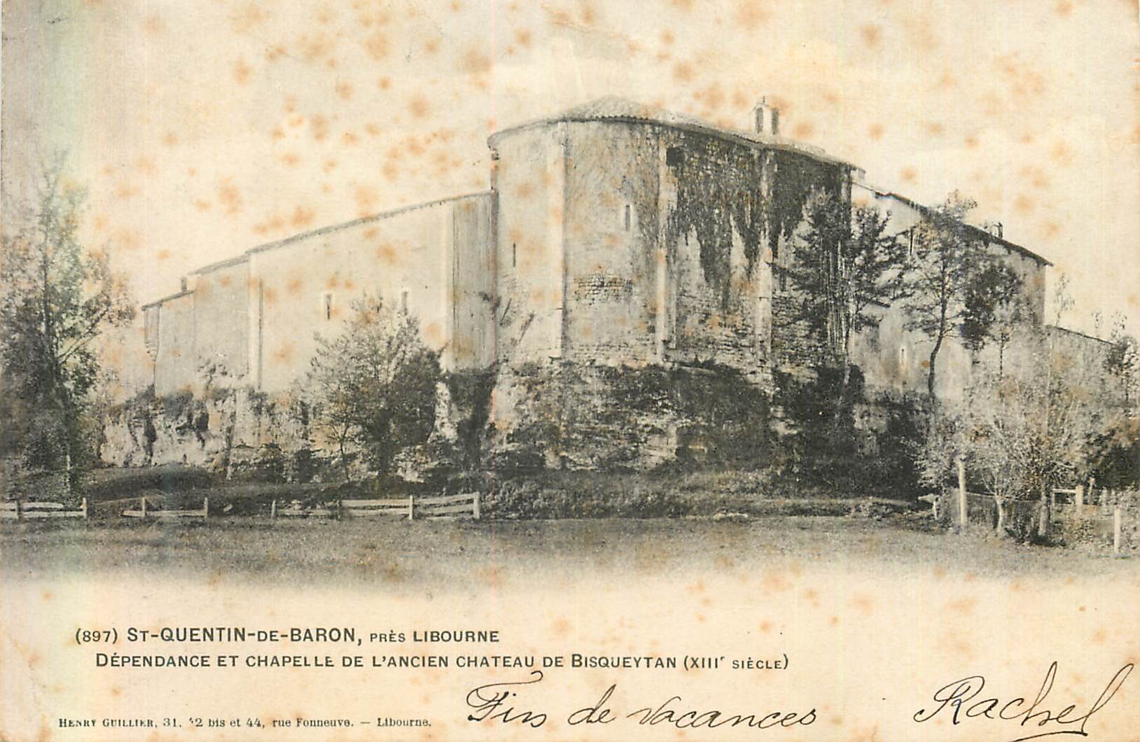CPA St Quentin de Baron Pres Libourne Dependance et Chapelle de l'Ancien Chateau de Bisqueytan (XIIIe Siecle) (carte 190