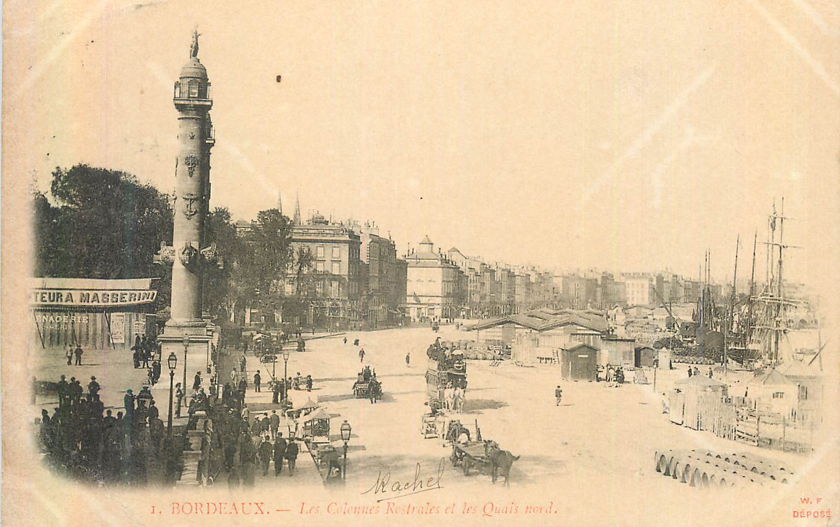 Bordeaux — Les Colonnes Rostrales et les Quais nord — W. P. Déposé