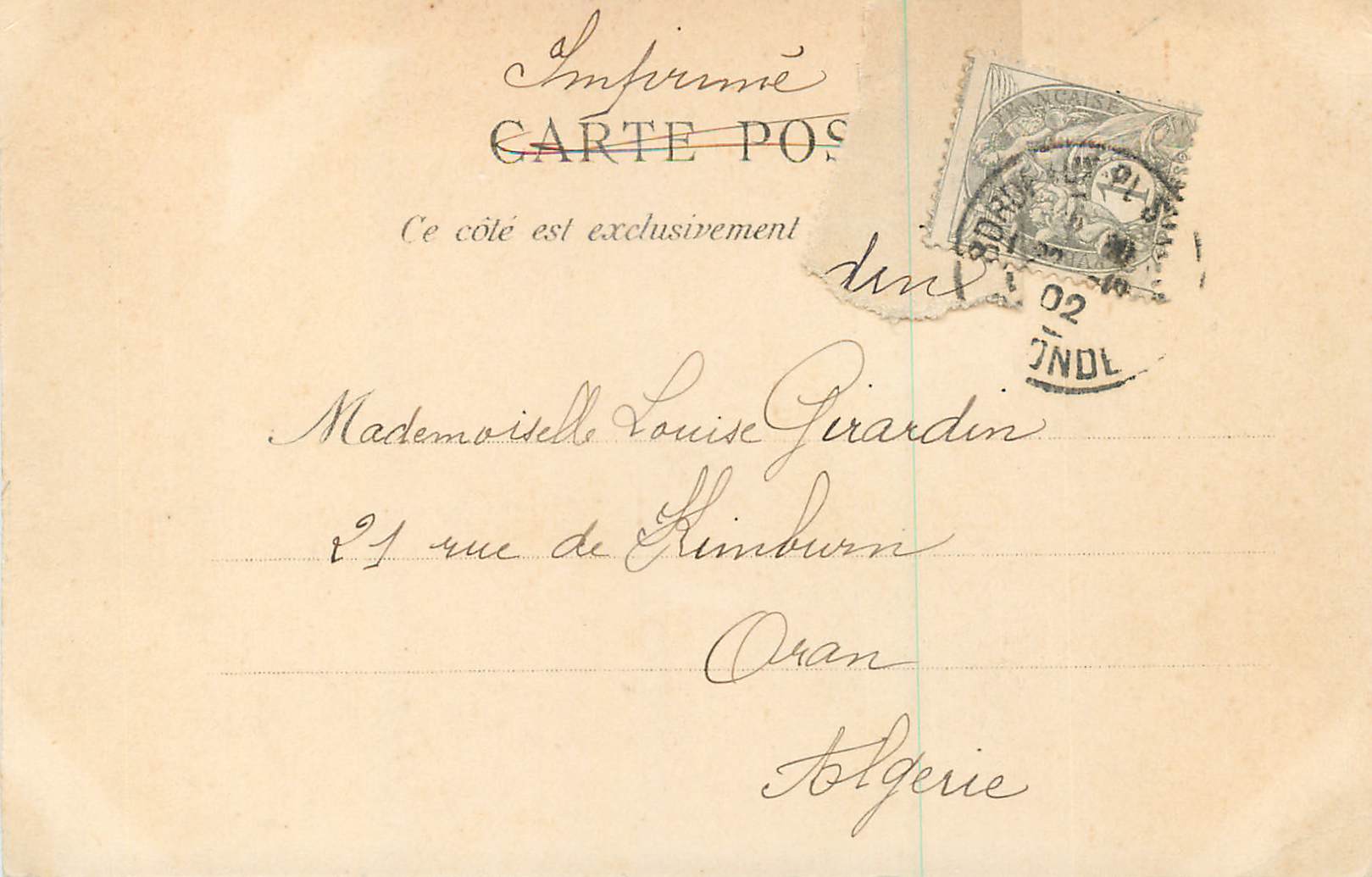 CPA Bordeaux Groupe et Square Amedee Larrieu (carte 1900) — Rückseite
