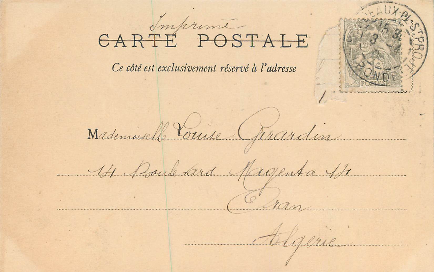 CPA Bordeaux Le Monument des Girondins (carte 1900) — Verso