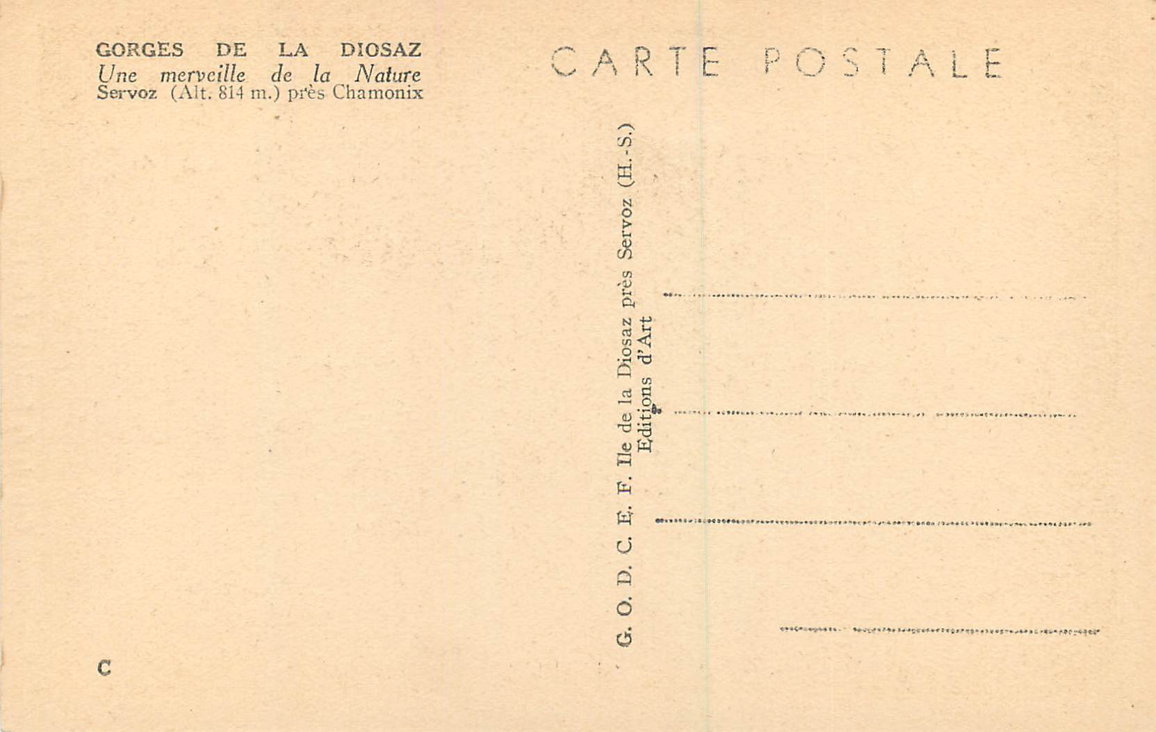 CPA Gorges de la Diozaz Cascade du Souflet et Pont Naturel Une Merveille de la Nature Servoz — Verso