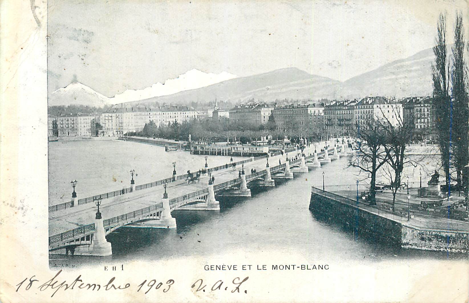 CPA Geneve et le Pont Blanc