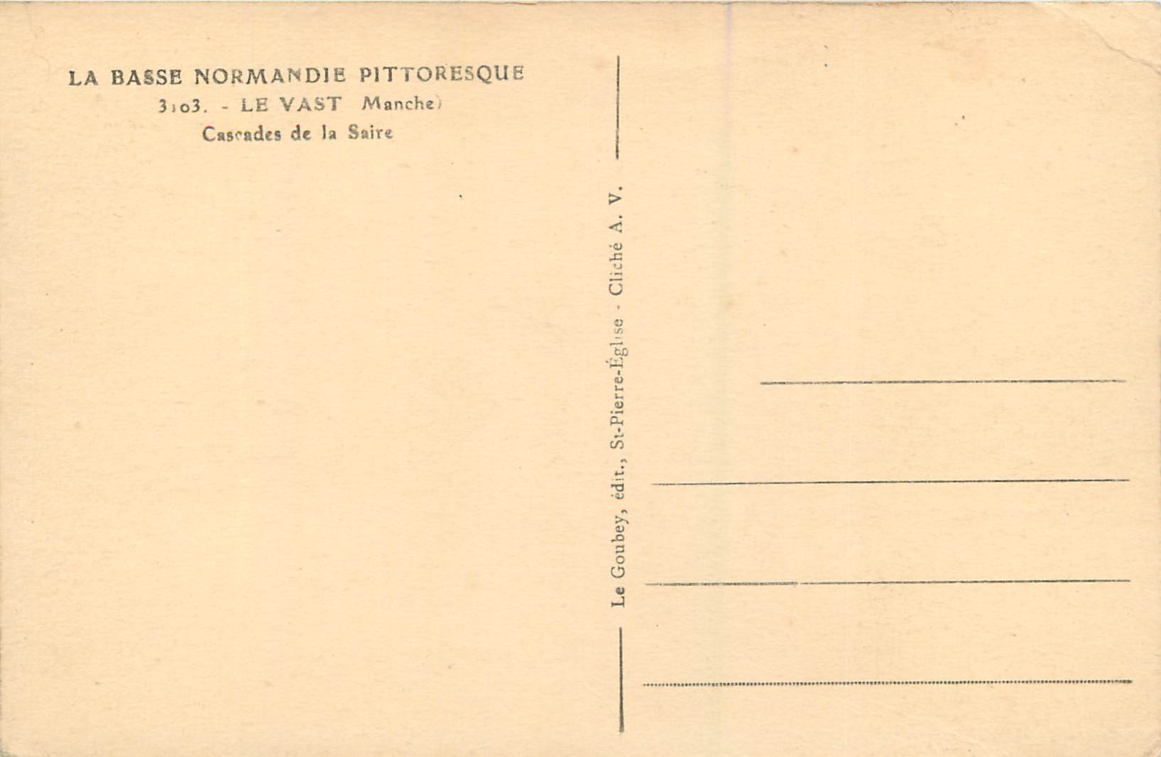 Cascades de la Saire — Le Vast, Manche — Le Goubey — Verso