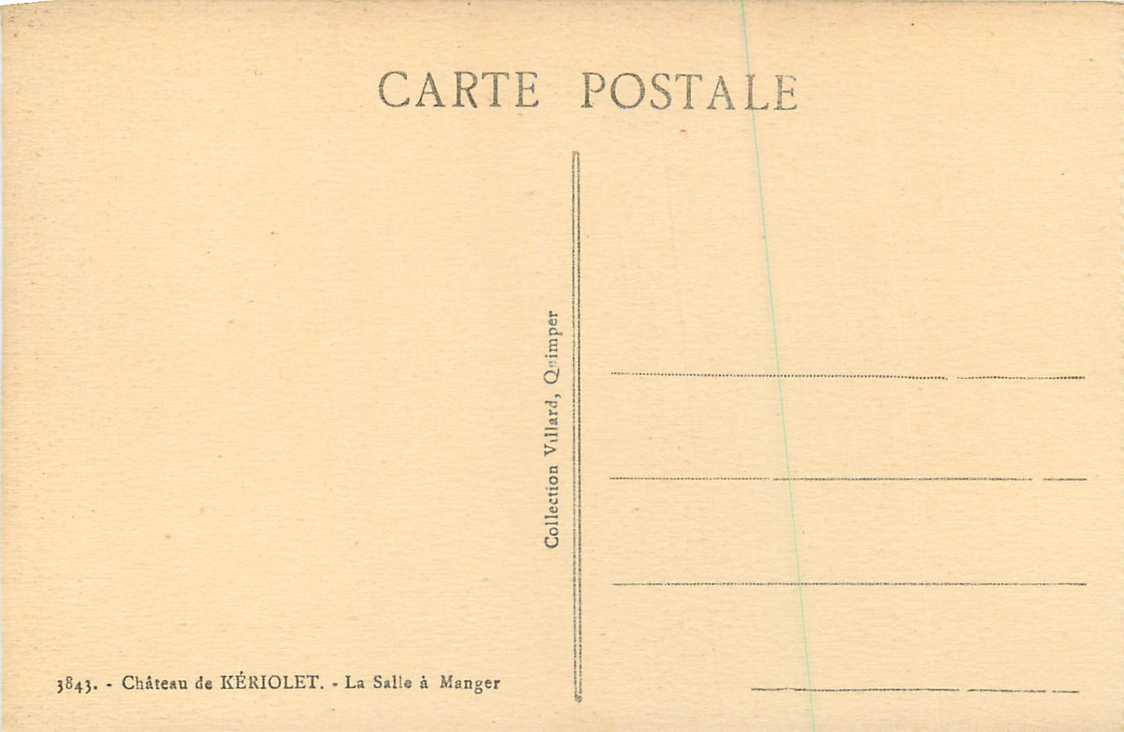 CPA Chateau de Keriolet La Salle a Manger — Rückseite