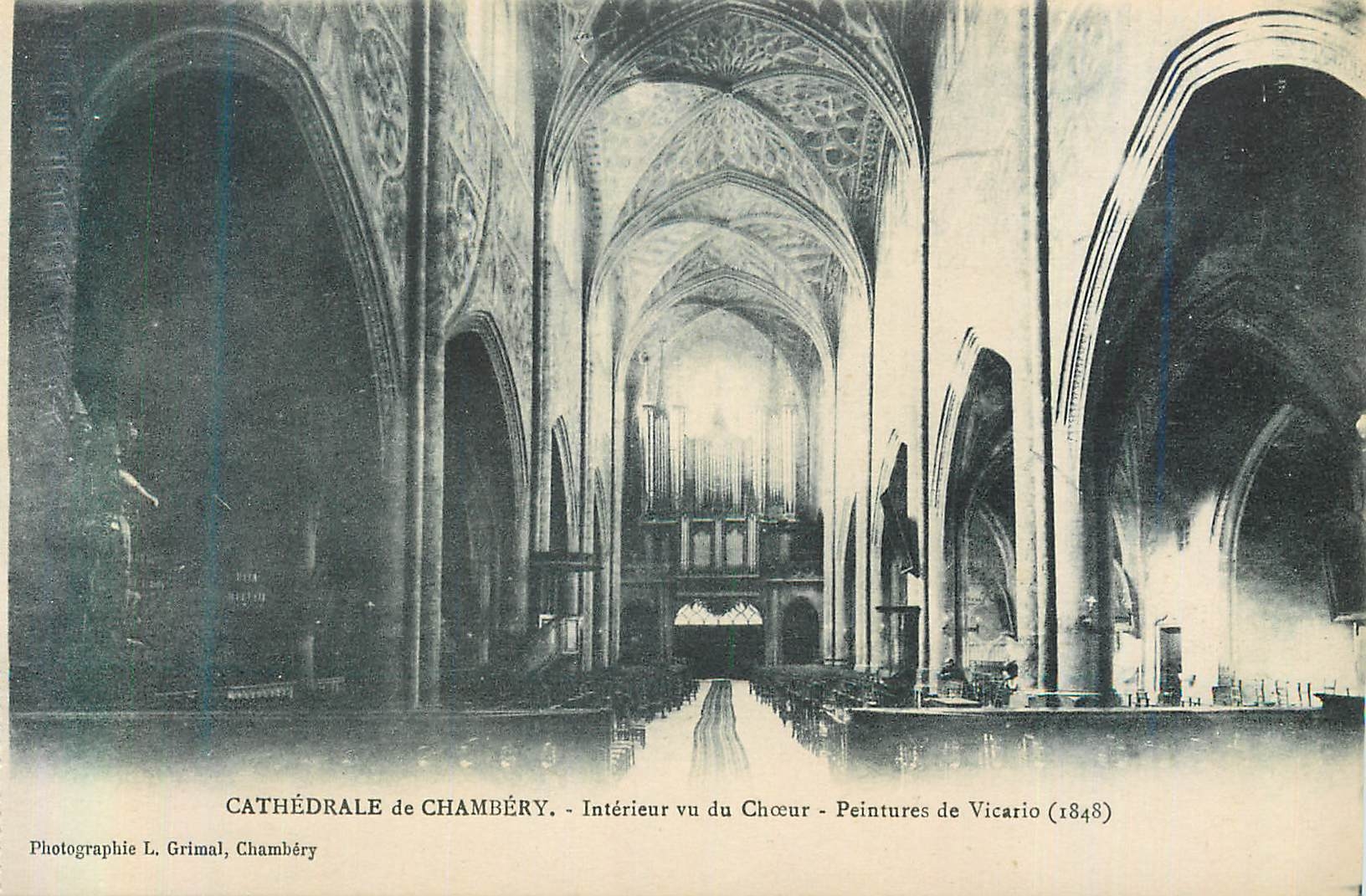 CPA Cathedrale de Chambery Interieur vu du Choeur Peintures de Vicario (1848) Orgue