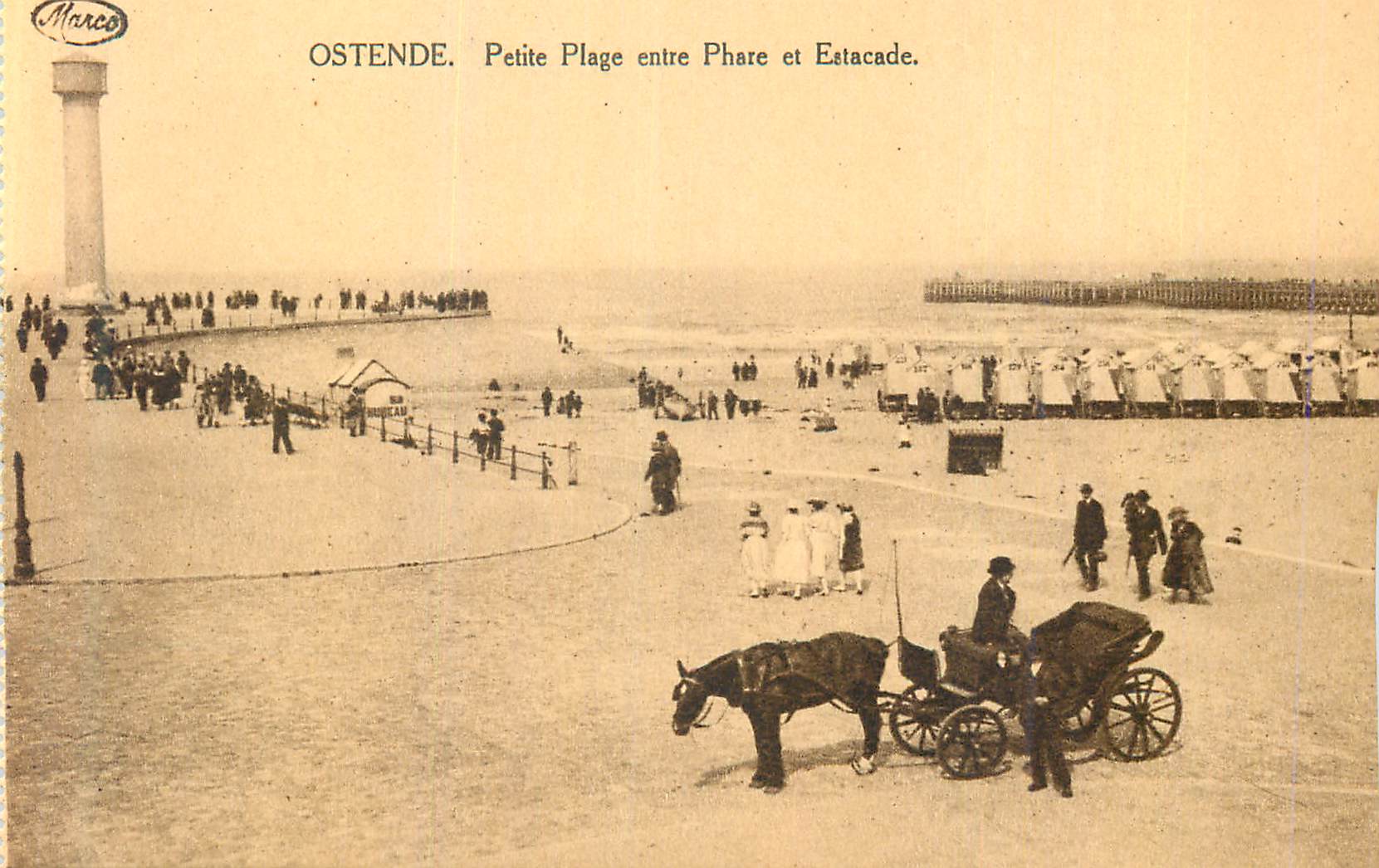 CPA Ostende Petite Plage entre Phare et Estacade