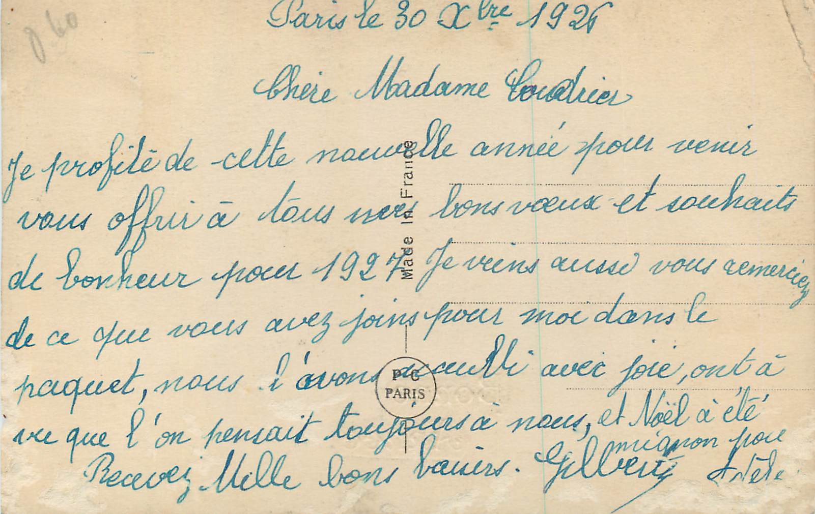 CPA Bonne Annee — Rückseite