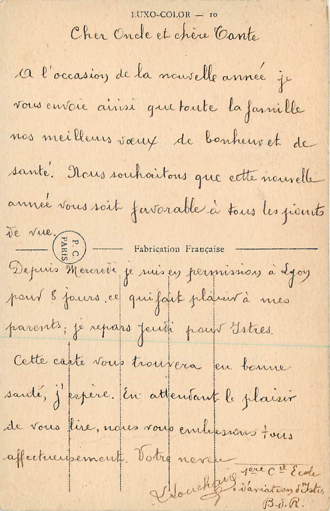 CPA Bonne Annee — Rückseite