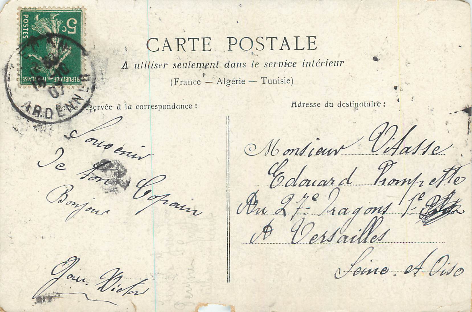 CPA Pitou et Nounou Je dois vous dire o ma Payse Militaria — Back