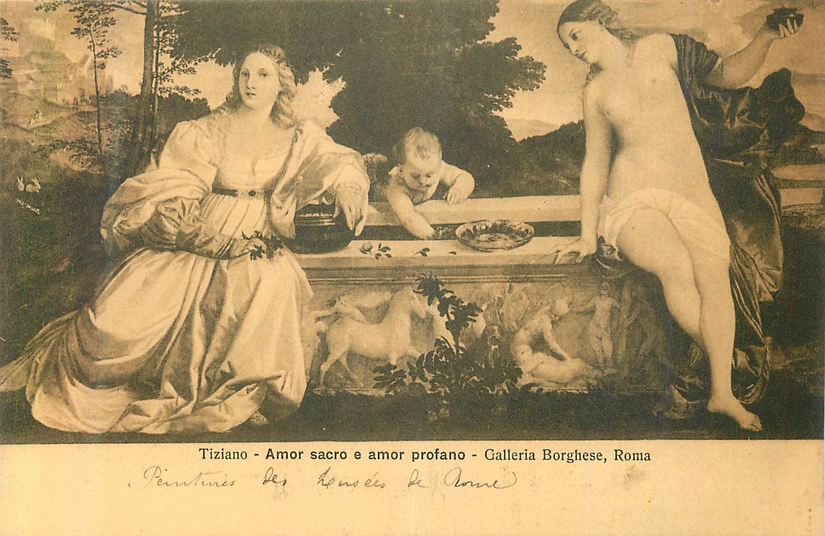 CPA Galleria Borghese Roma Tiziano Amor sacro e Amor Profano
