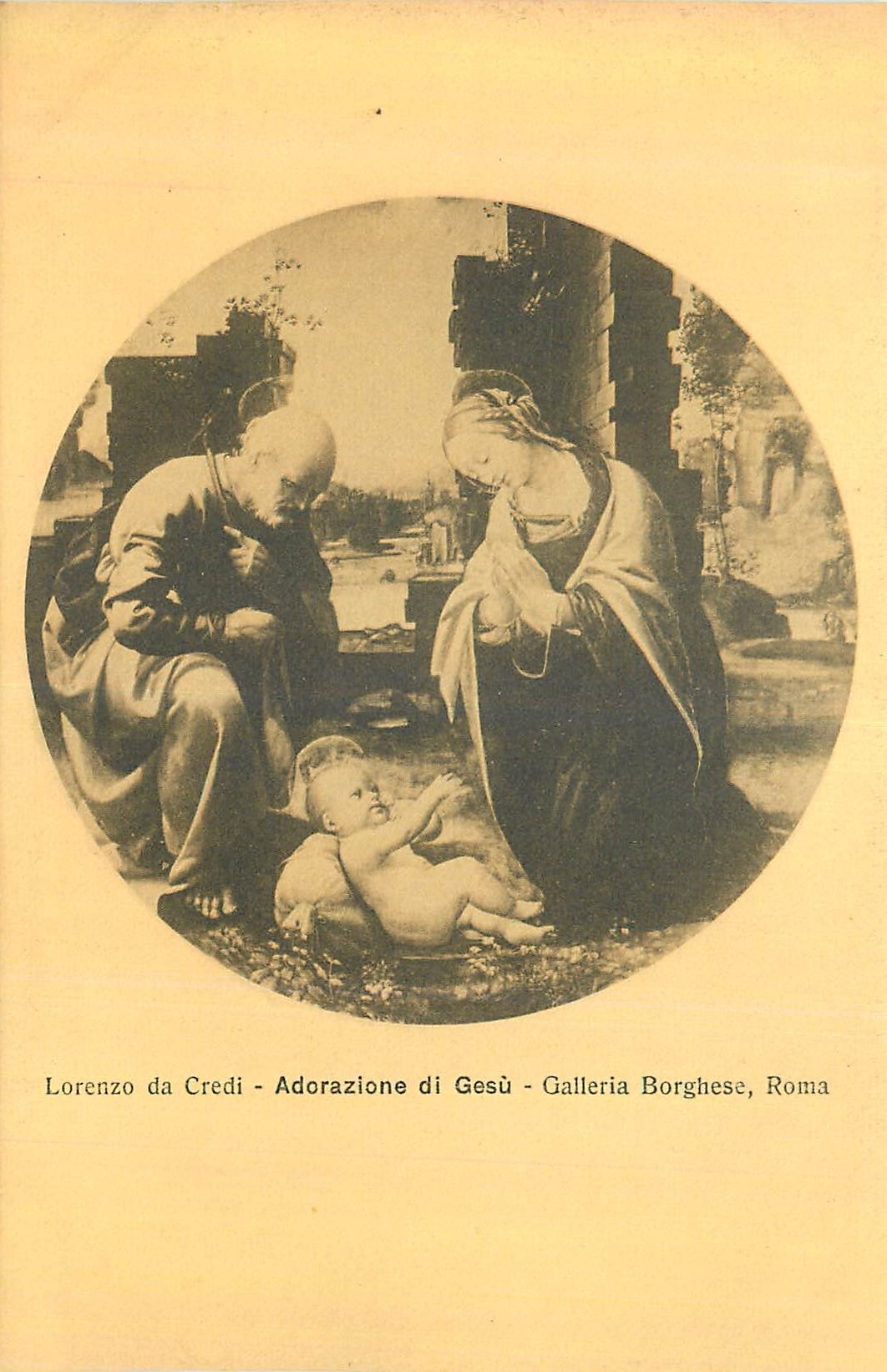 CPA Roma Galleria Borghese Lorenzo da Credi Adorazione di Gesu