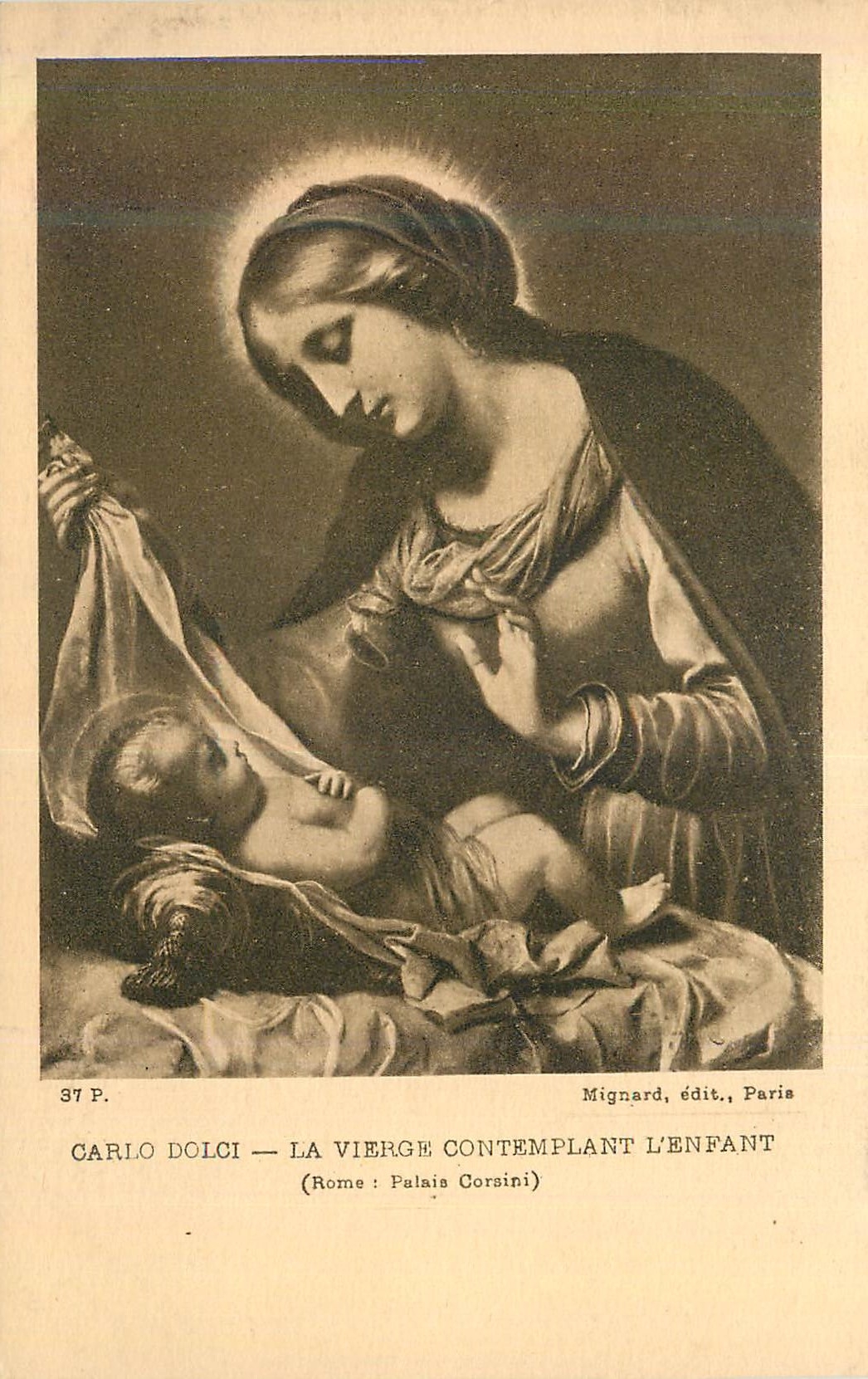 CPA Carlo Dolci La Vierge Contemplant l'Enfant (Rome Palais Coraini)