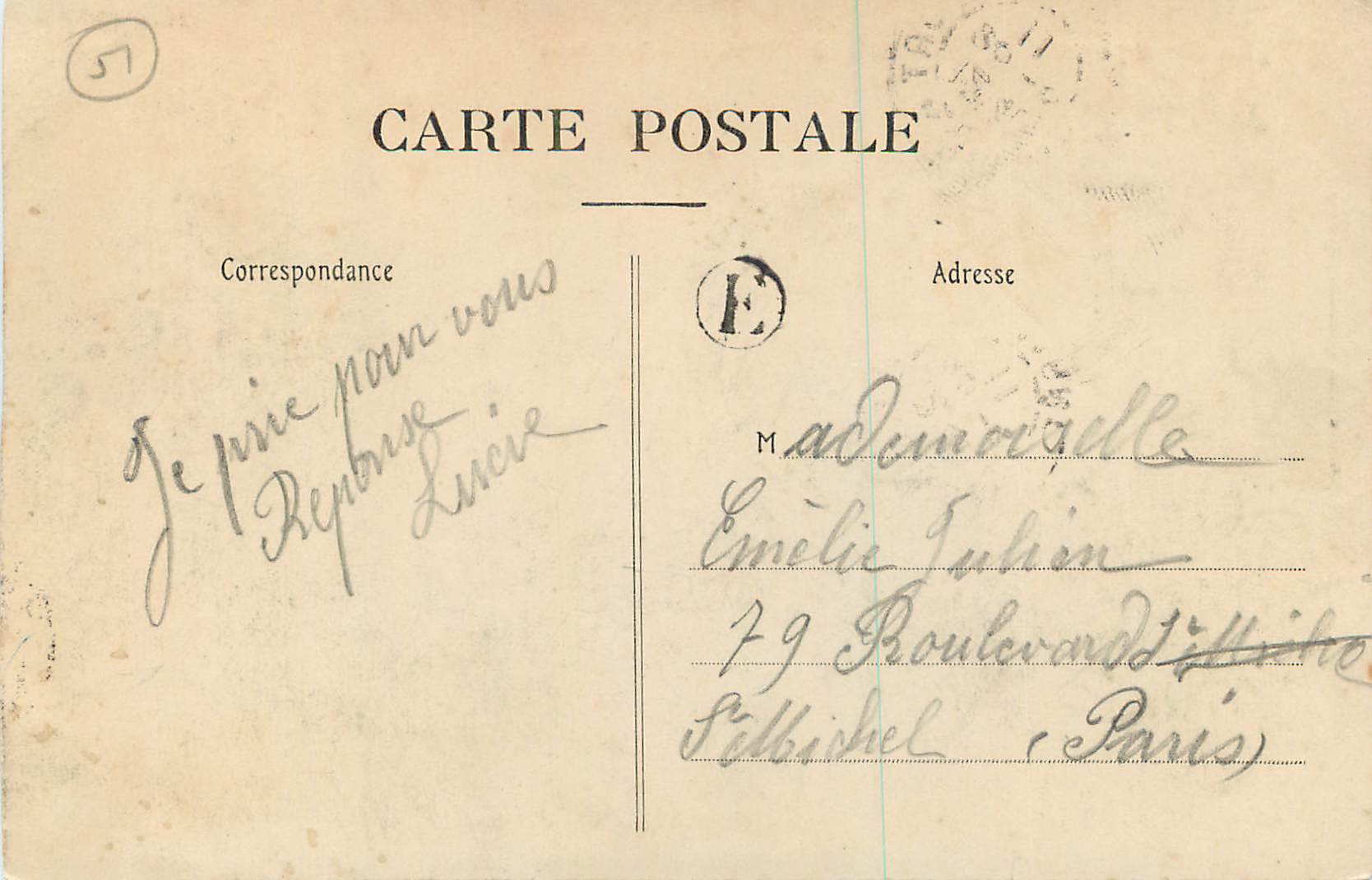 Boursault — Le Château — J. Braquemant, Épernay — Rückseite