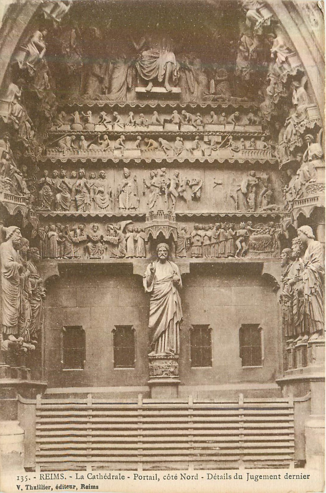 Reims - La Cathédrale - Portail, côté Nord - Détails du Jugement dernier