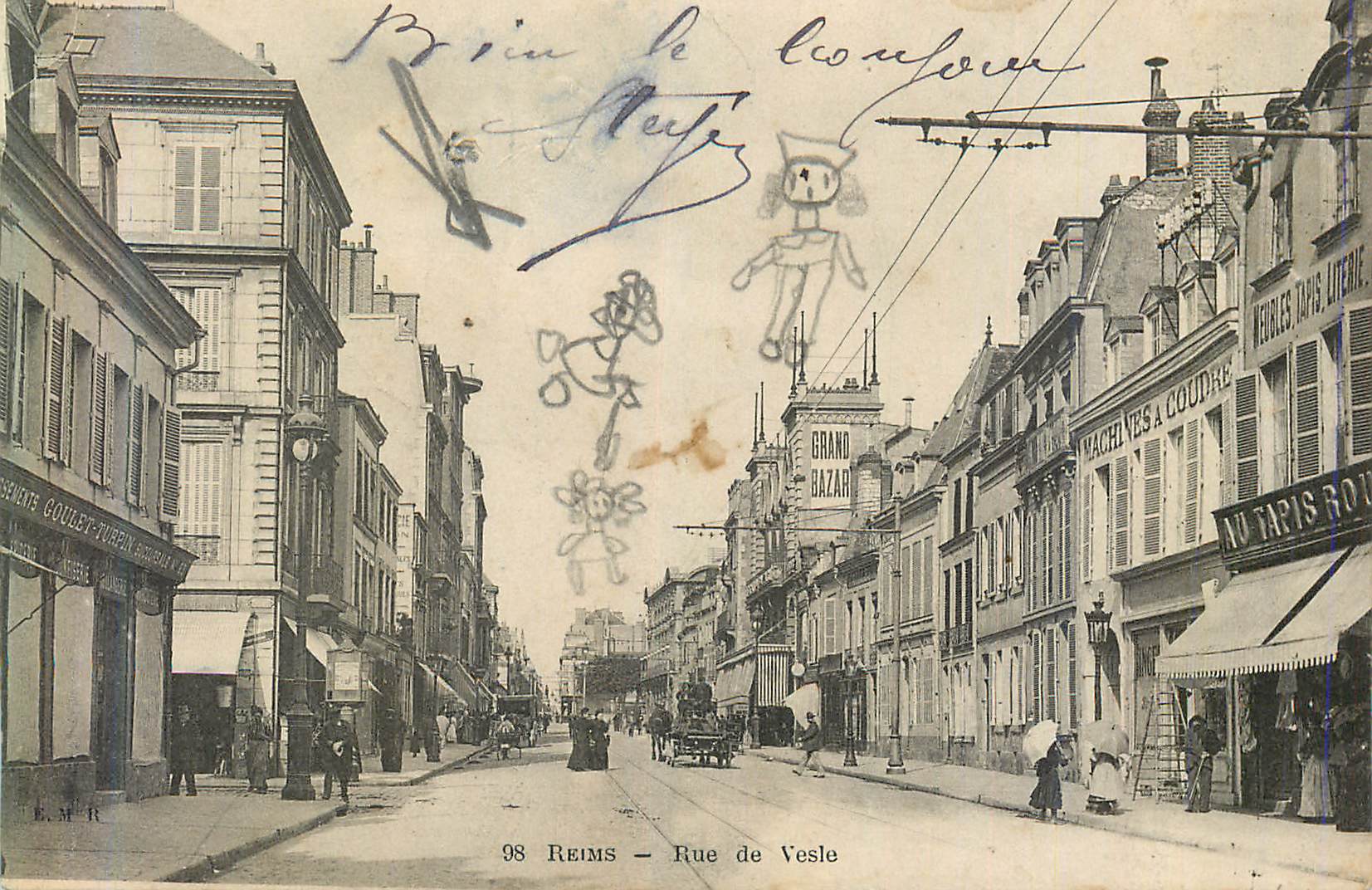 Reims — Rue de Vesle — Grand Bazar et magasins de tapis