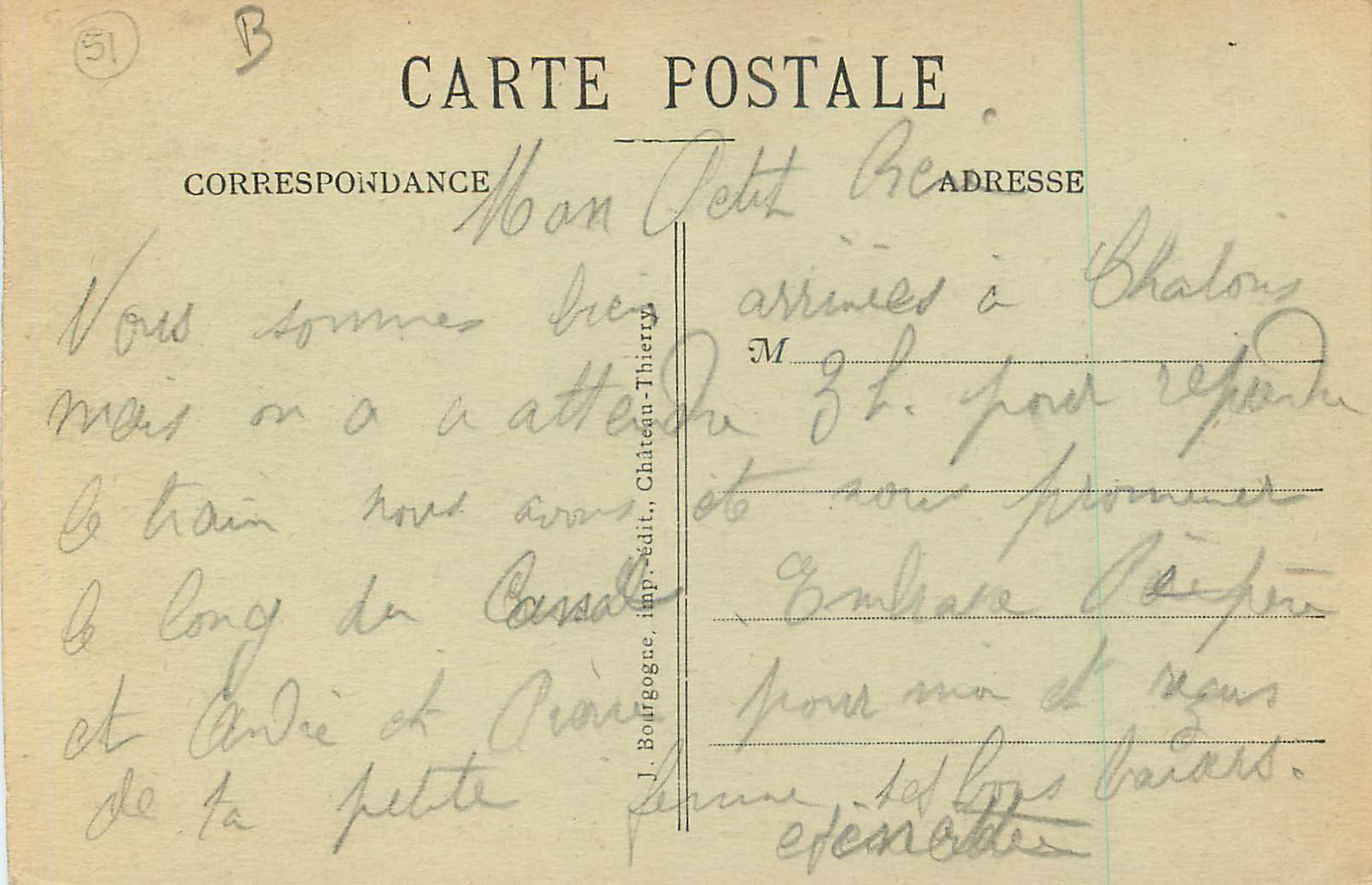 Chalons-sur-Marne — Jardin du Jard et la Caisse d'Epargne — Edit J.B. — Rückseite
