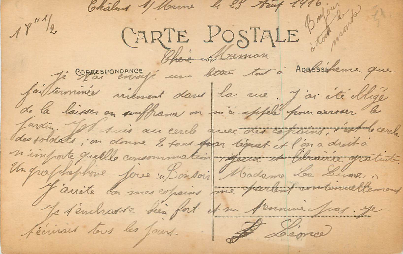 Chalons-sur-Marne — Jardin du Jard — Allée principale — Ed. J.B., n°45 — Verso