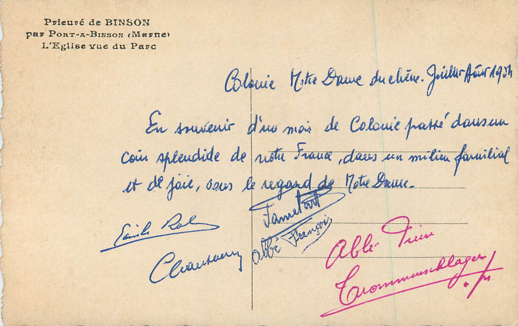 CPA Prieure de Binson par Port a Binson (Marne) L'Eglise vue du Parc — Rückseite
