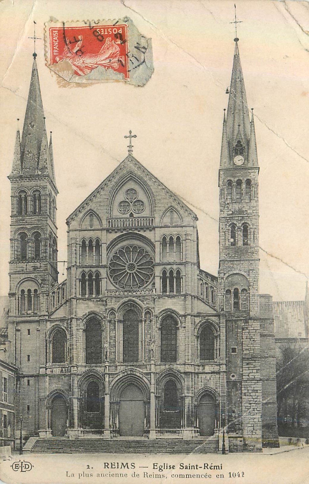 CPA Reims Eglise Saint Remi La Pus Encienne de Reims Commencee en 1042