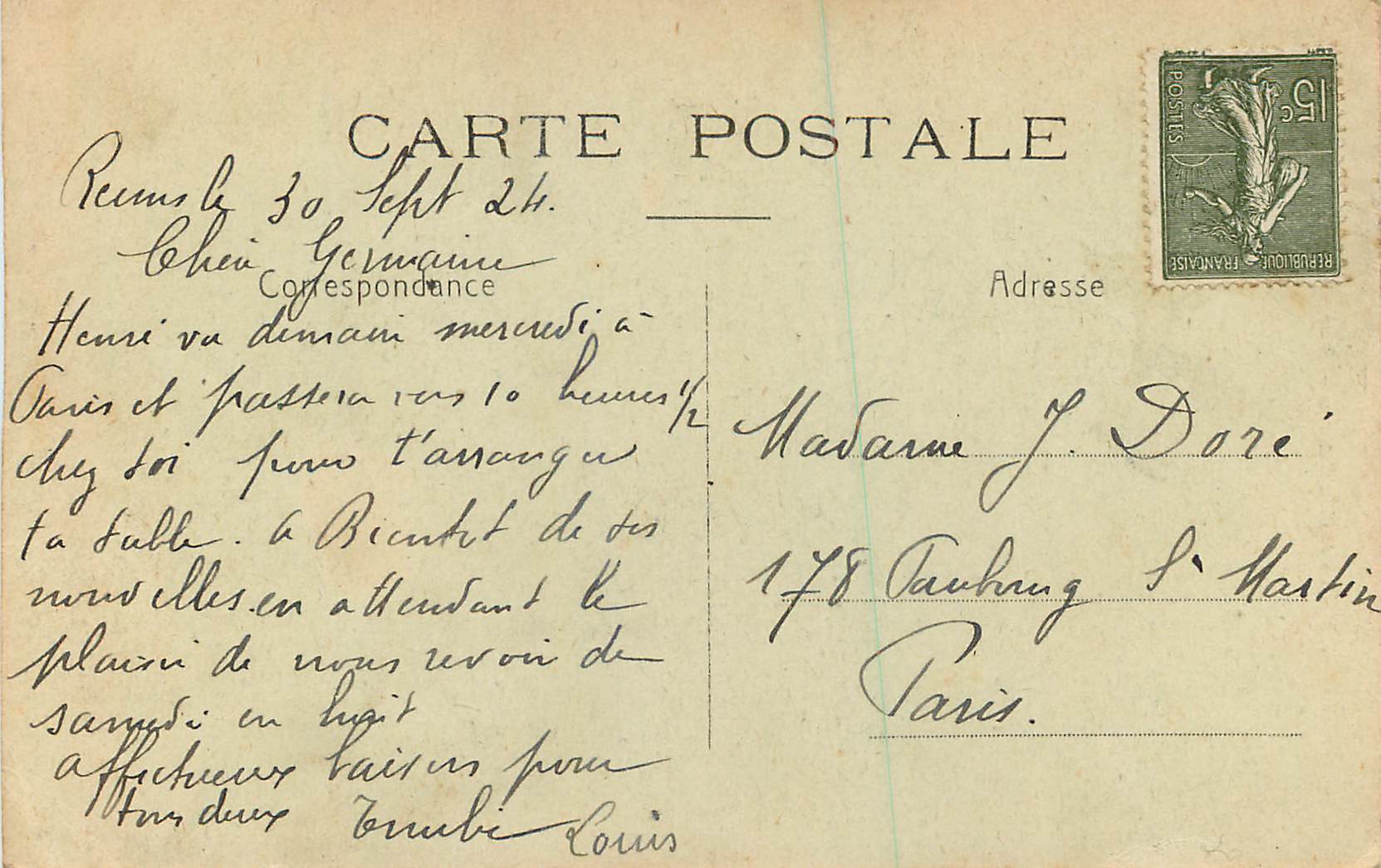 CPA Reims avant la Guerre Basilique Saint Remi — Rückseite