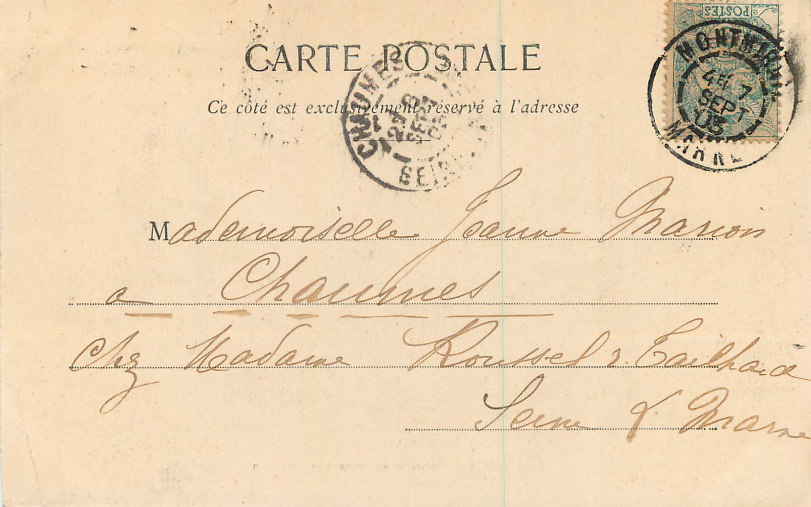 CPA Montmirail Interieur du Couvent de Montlean — Rückseite