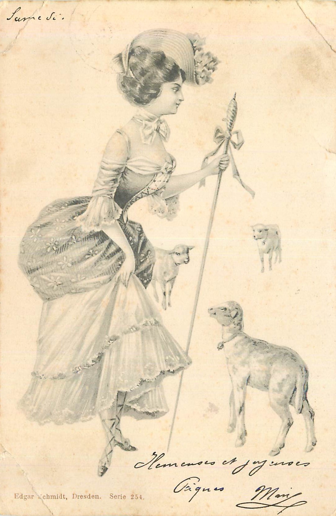 Femmes et moutons — Edgar Schmidt, Dresden. Série 254.