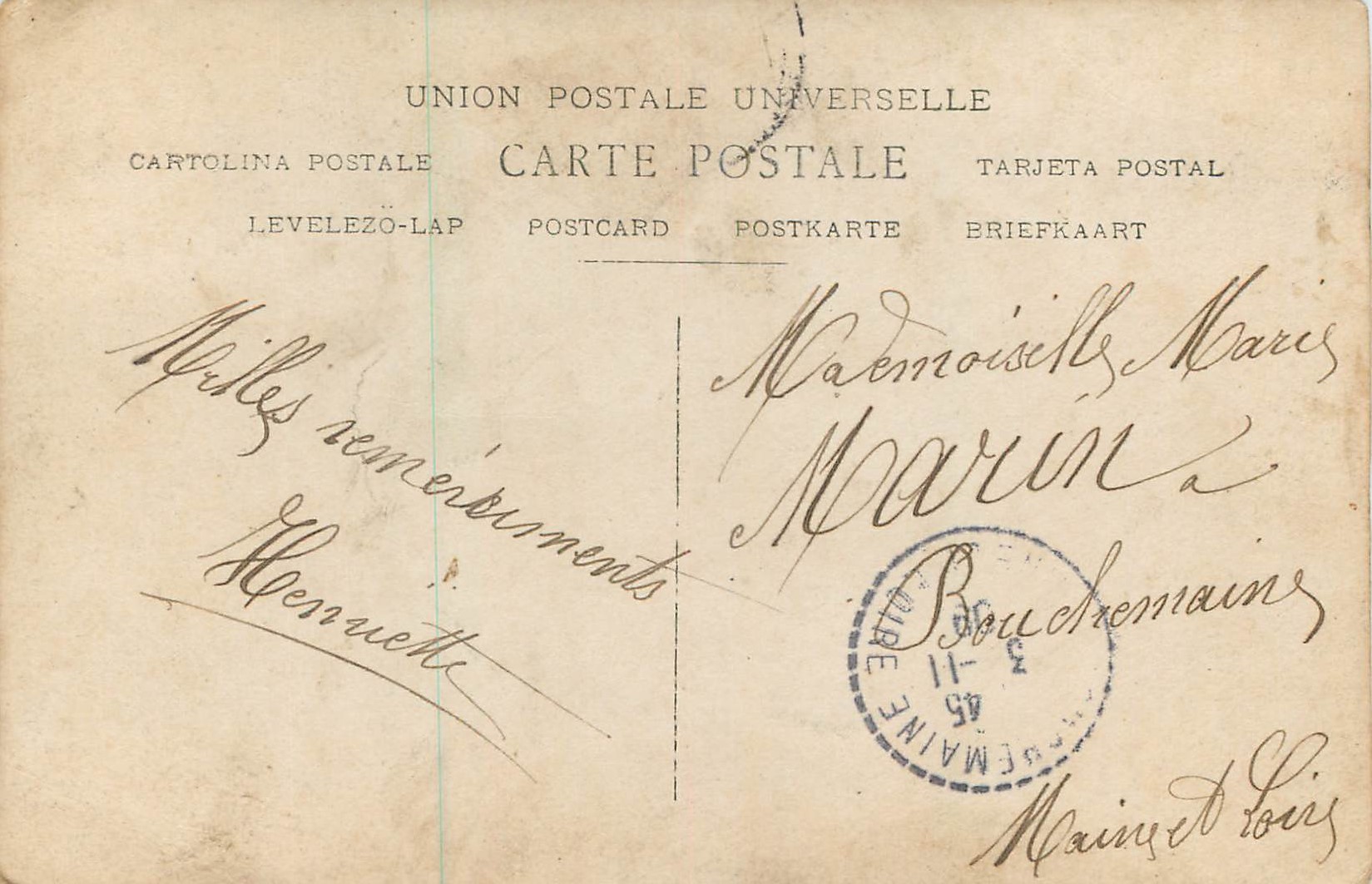 CPA Souvenir Enfant Alsace Lorraine — Rückseite