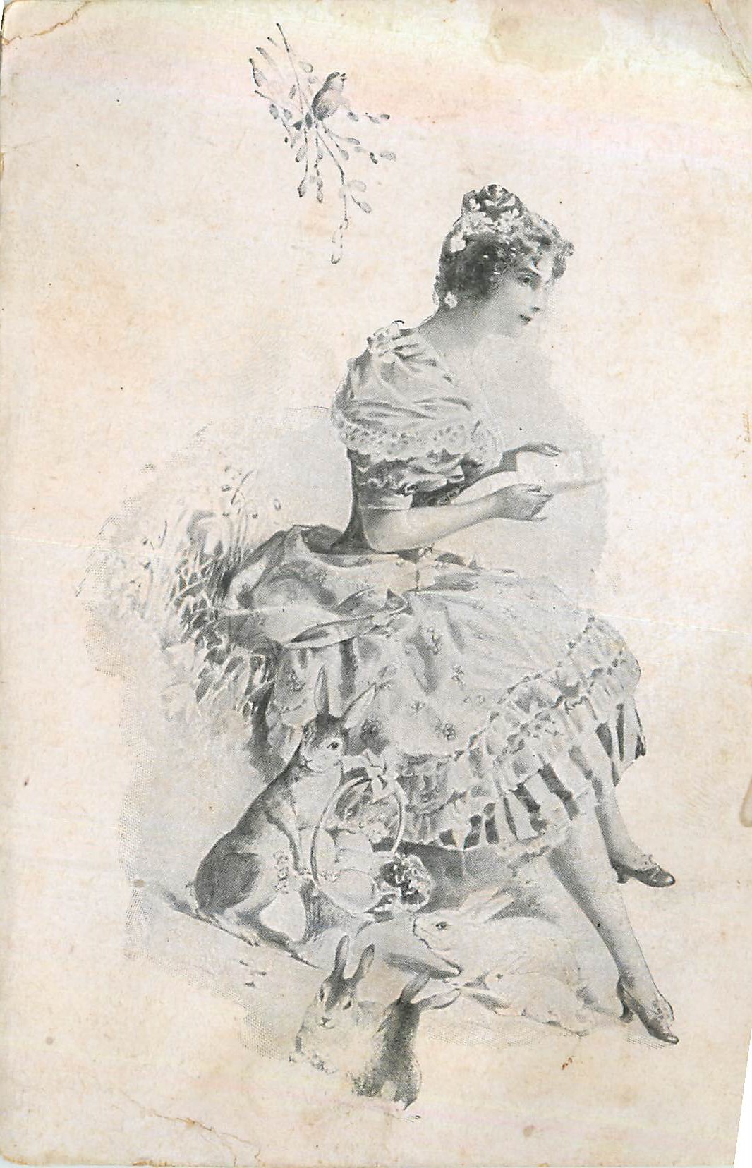 CPA Femme Lapins