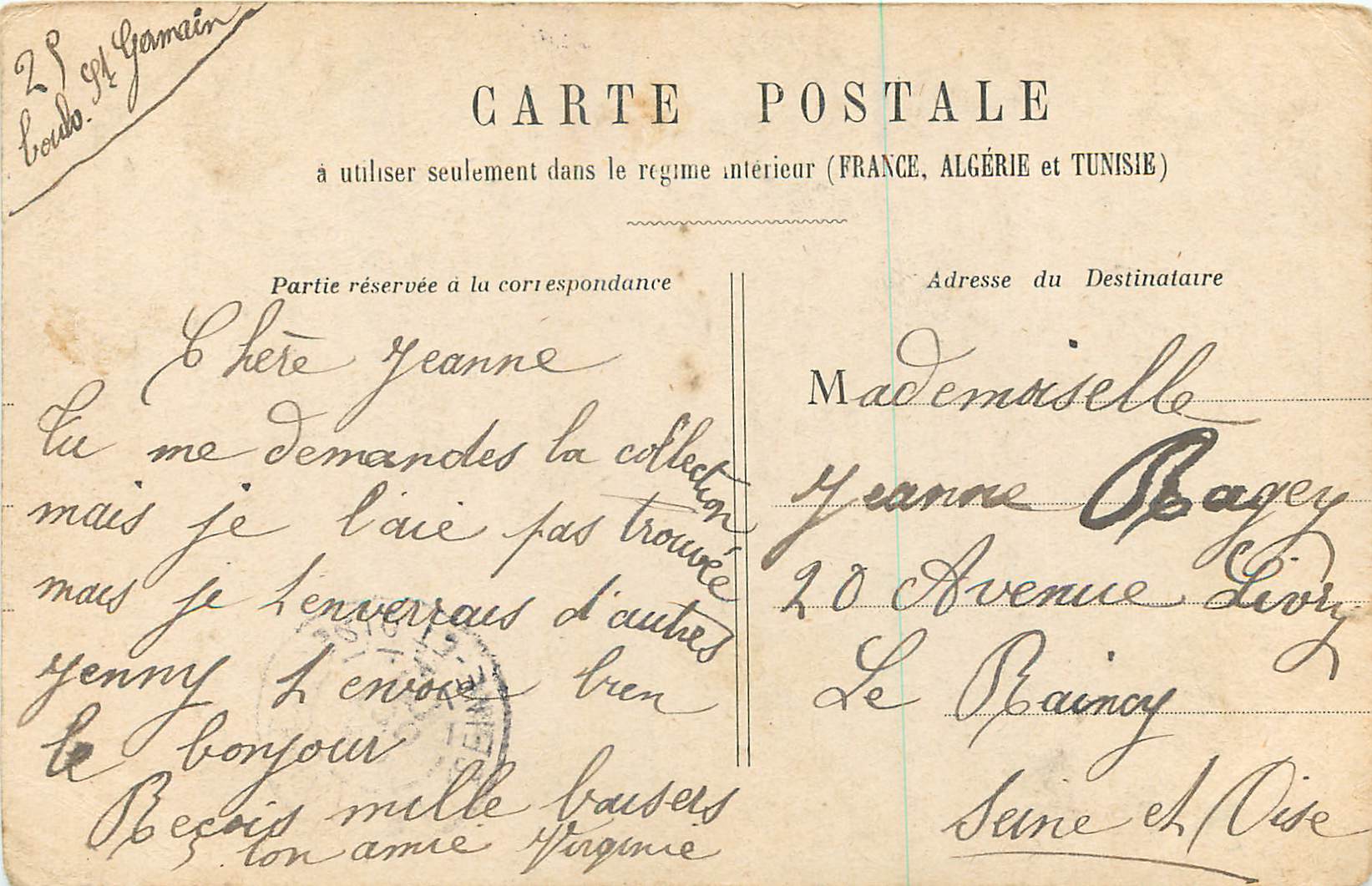 CPA As tu Pense a Moi Lui et Elle — Back