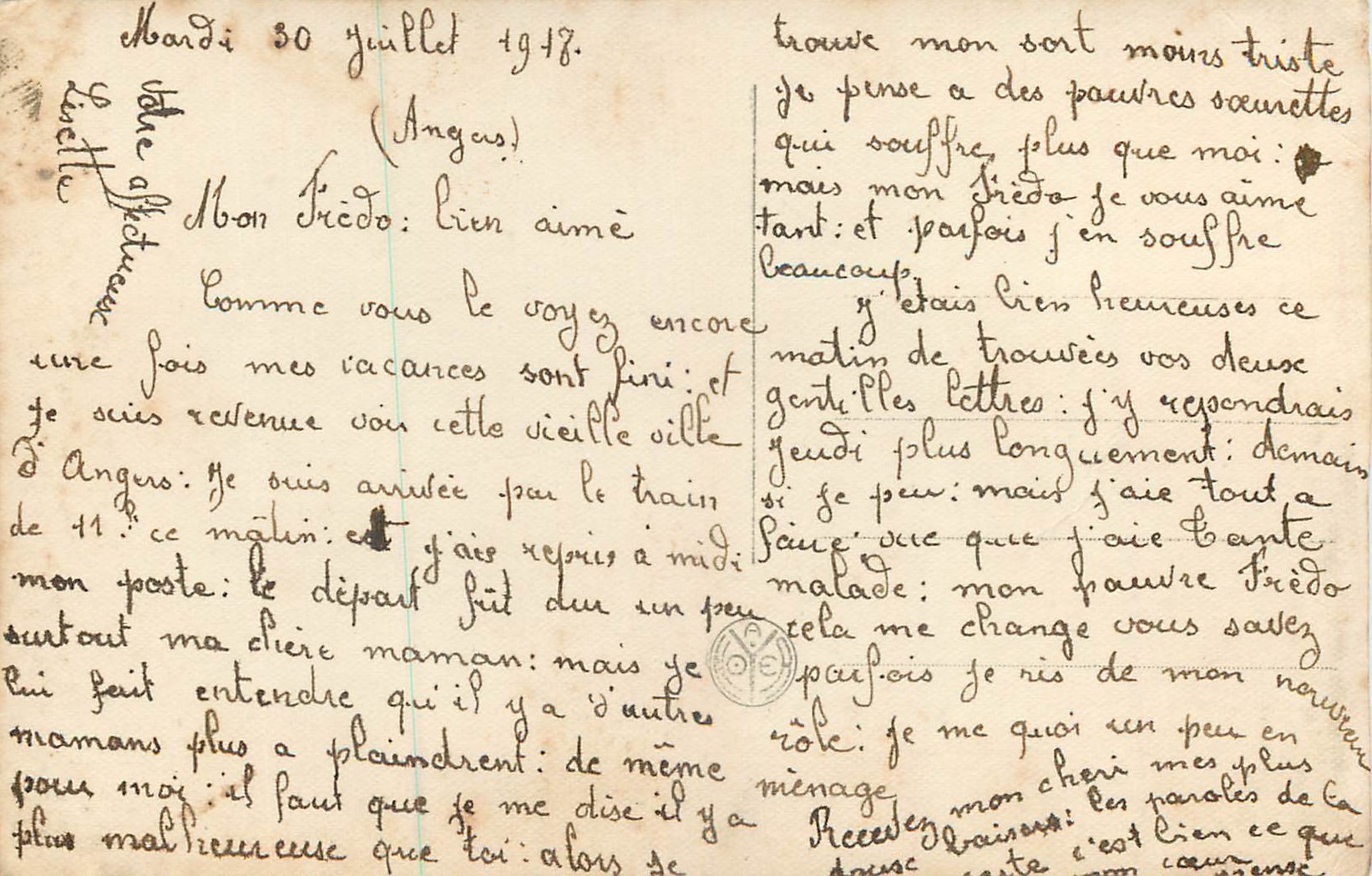 CPA A L'Heure ou Les Oiseaux Friteux Gagnent Leurs Nids Je Songe au Soir Charmant qui nous vit Reunis — Back