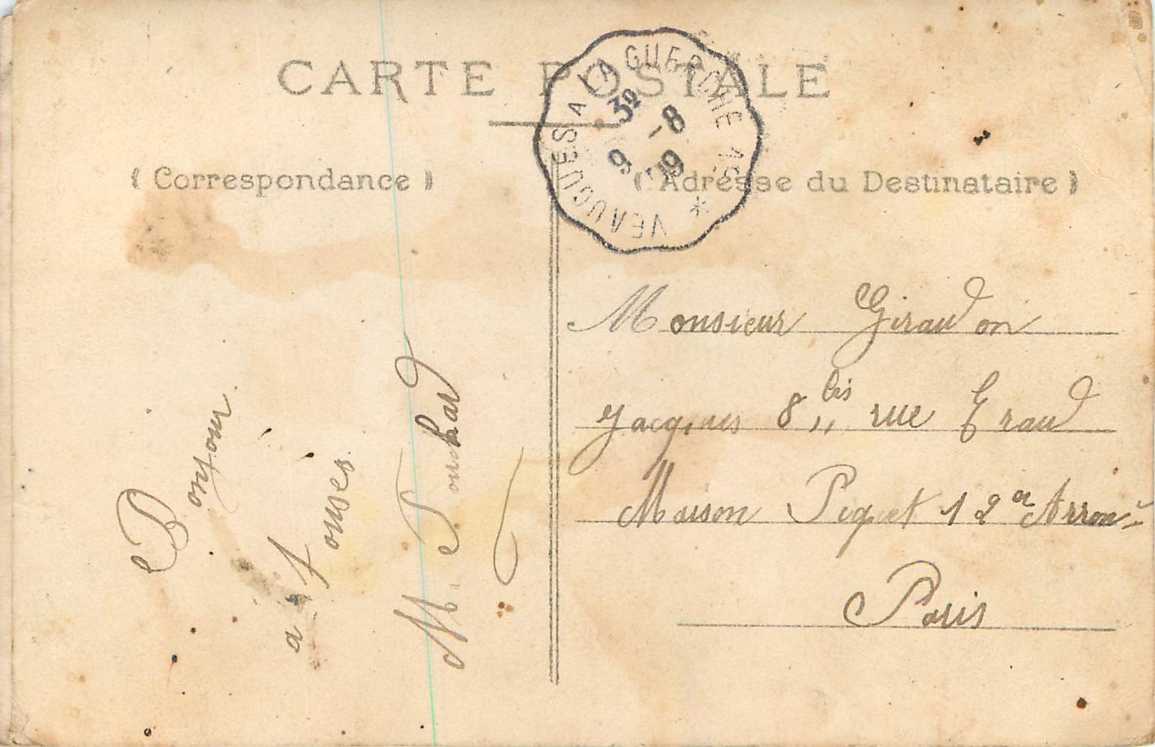 CPA Bonne Annee — Rückseite