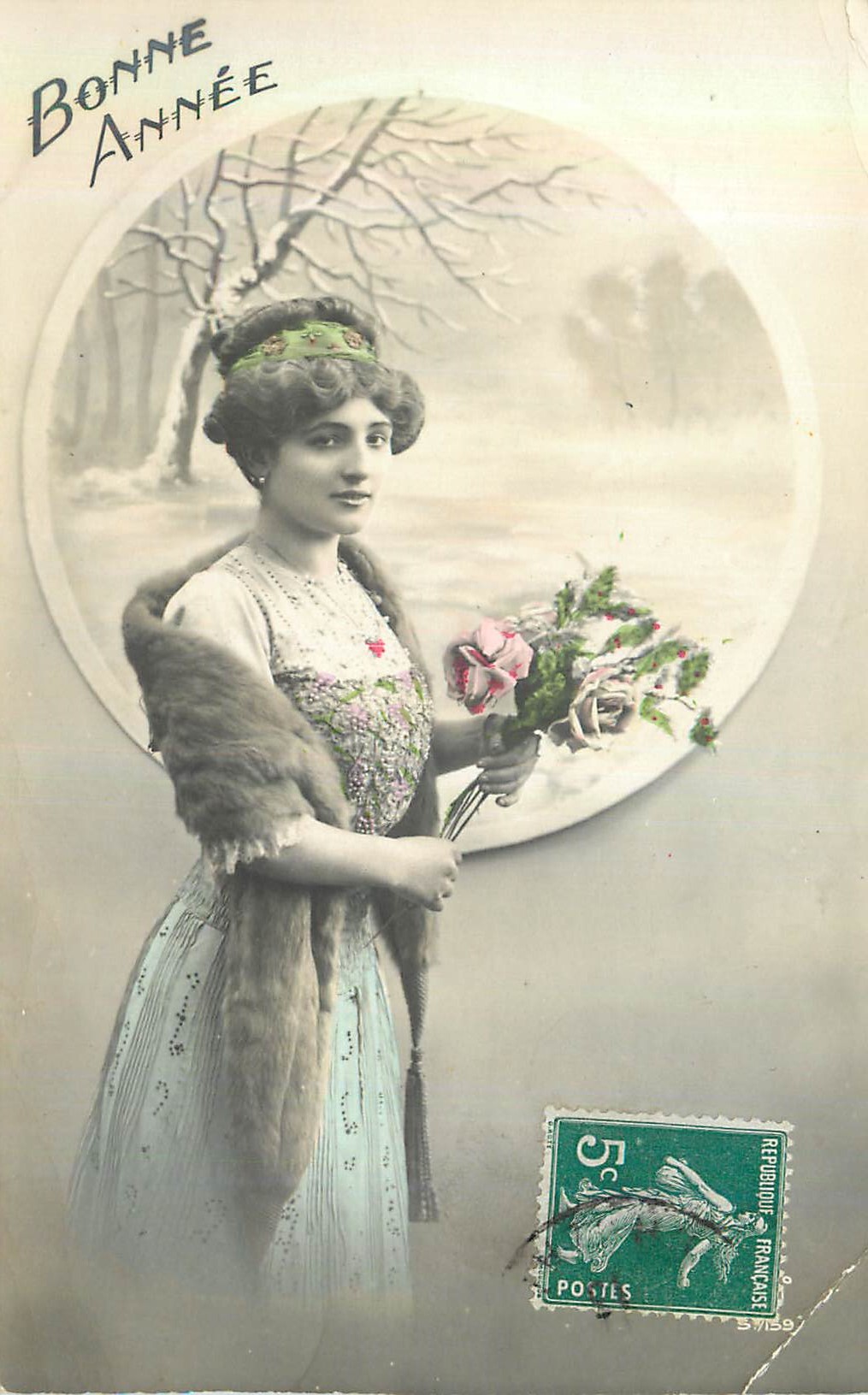 CPA Bonne Annee Femme