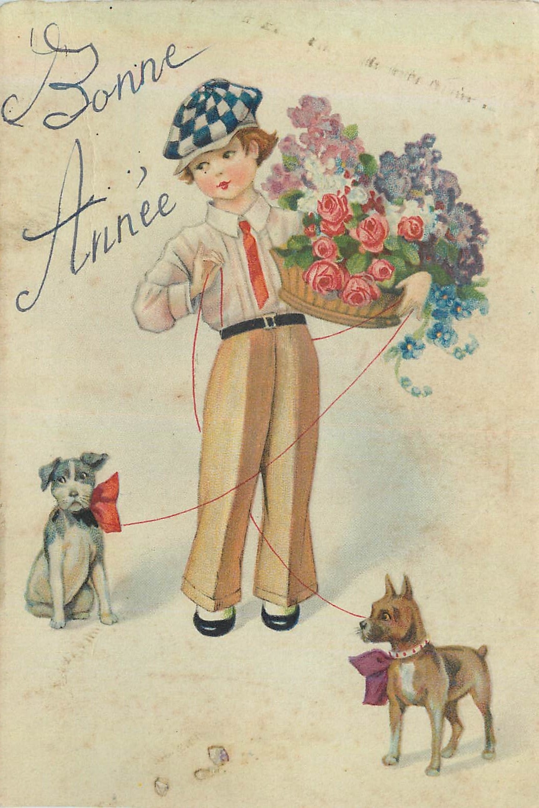 CPA Bonne Annee Chiens