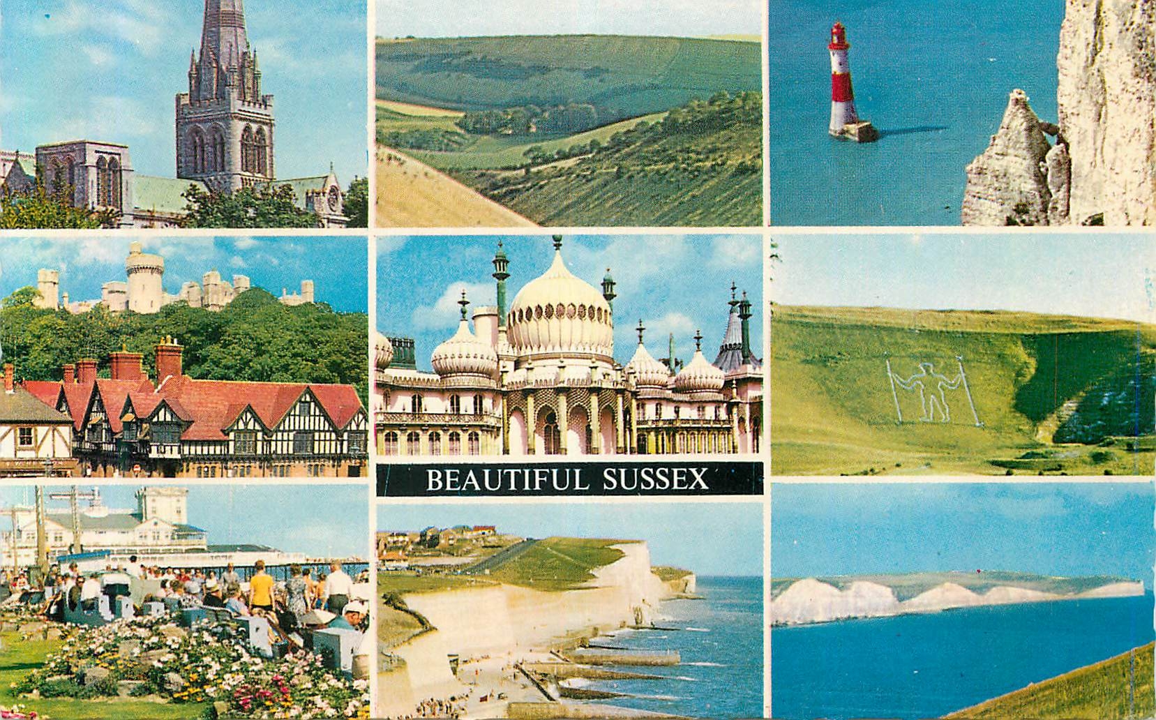 CPA Beautiful Sussex Chichester Arundel Bognor Regis The Downs Brighton Saldean Beachy Head Willmington Seven Sisters