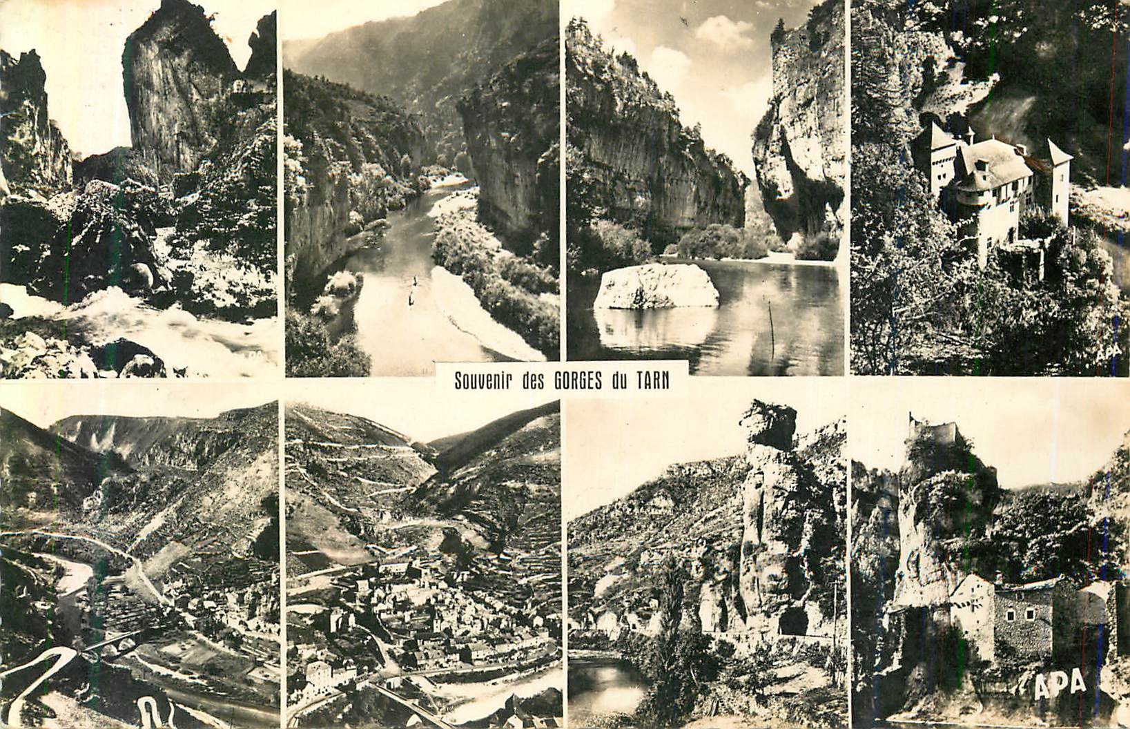 CPM En parcourant les Gorges du Tarn Chaos du pas de Souci Les Detroits Chateau de la Caze