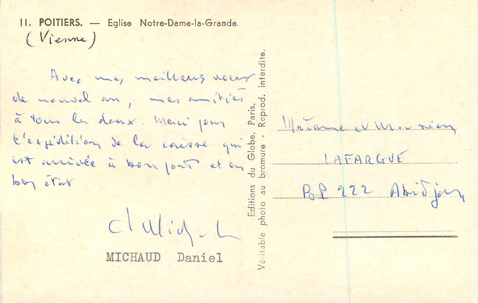 Poitiers — Église Notre-Dame-la-Grande — Éditions du Globe, Paris — Rückseite