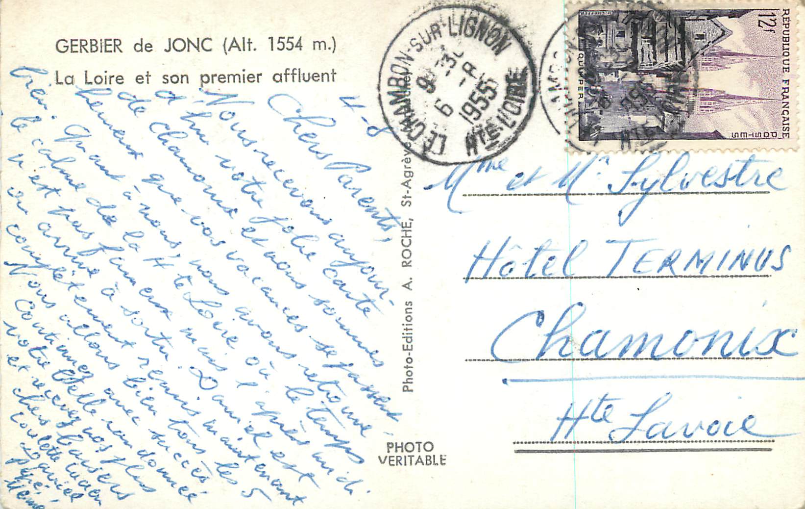 CPM Gerbier de Jonc (Alt 1554 m) La Loire et son Premier Affluent — Rückseite