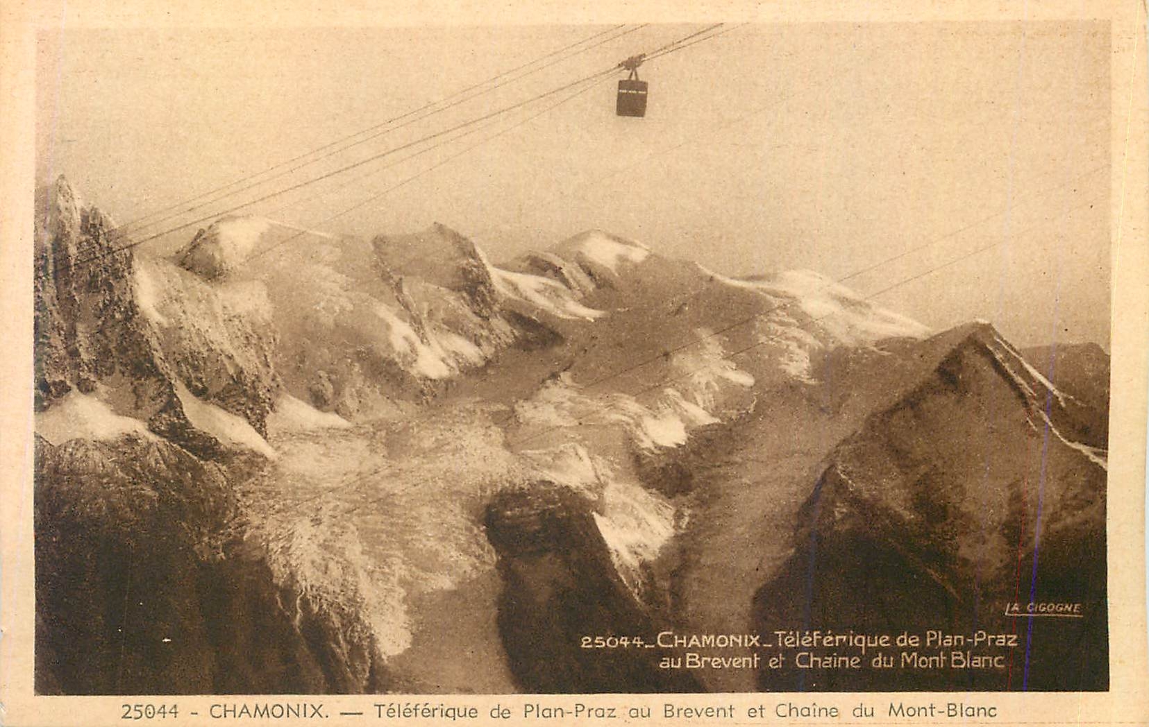 CPA Chamonix Teleferique de Plan Praz au Brevent et Chaine du Mont Blanc