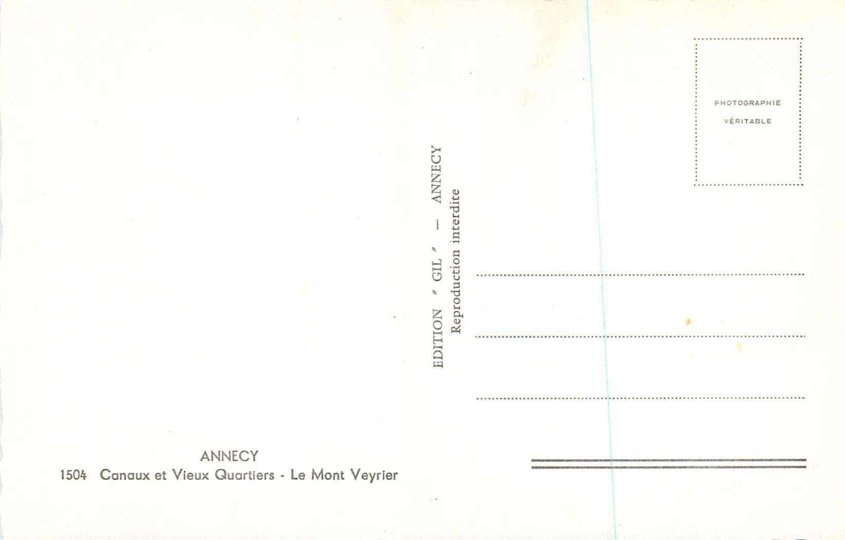 Annecy — Canaux et Vieux Quartiers — Le Mont Veyrier — Édition Gil — Rückseite
