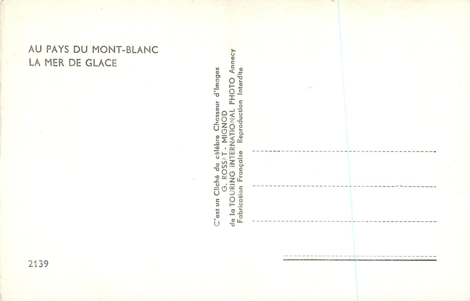 CPM Au Pays du Mont Blanc La Mer de Glace — Verso
