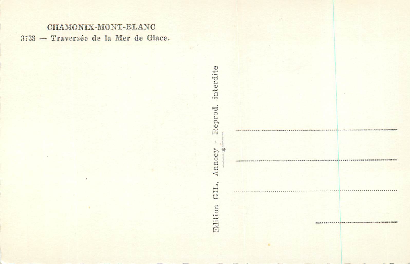 CPM Chamonix Mont Blanc Traversee de la Mer de Glace Alpinisme — Verso