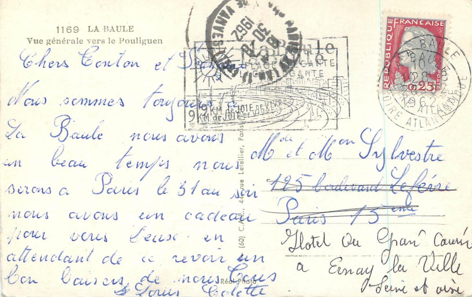 CPM La Baule Vue Generale Vers le Pouliguen — Rückseite