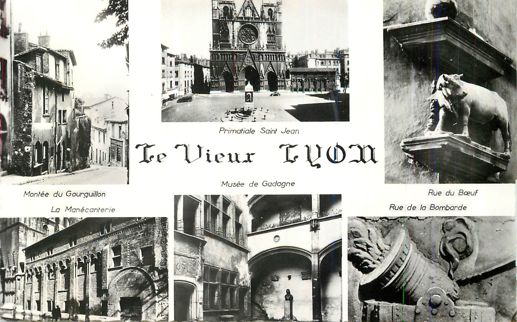 CPM Le Vieux Lyon Quelques Aspects Montee du Gourguillon Rue du bœuf Musee de Gadagne Primatide St Jean La Manecanterie