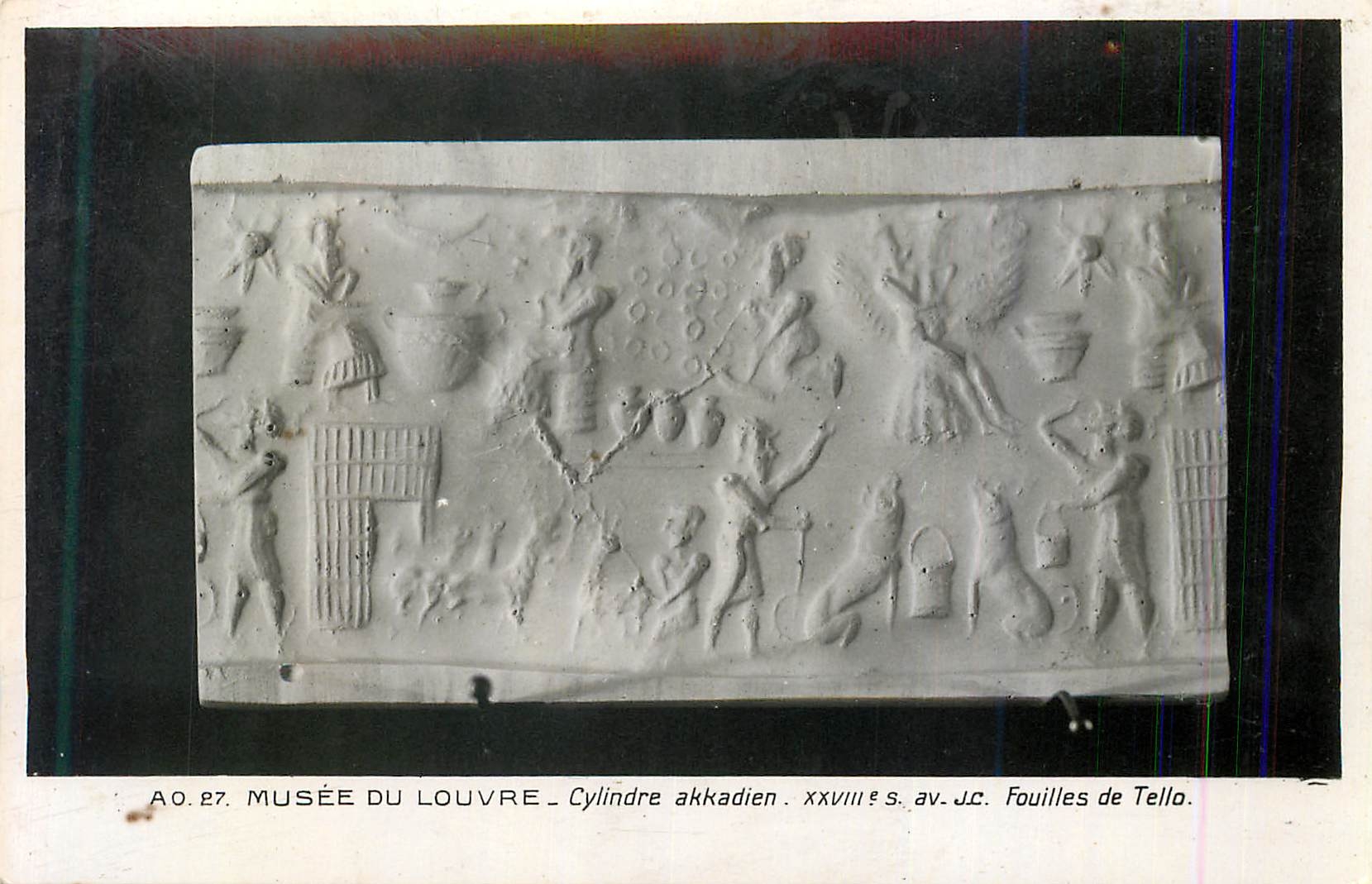 CPA Musee du Louvre Cylindre Akkadien XXVIIIe S av JC Fouilles de Tello