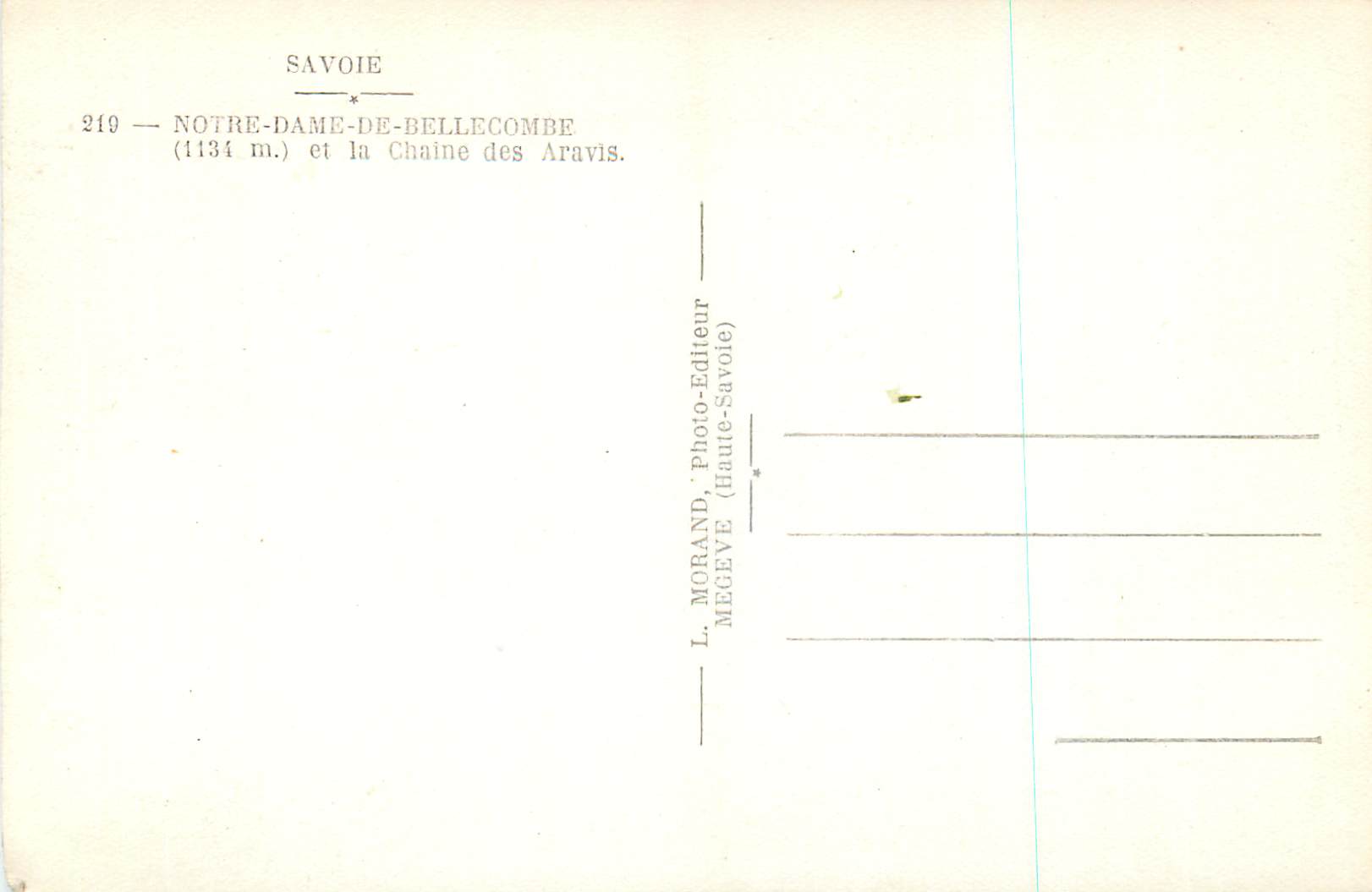 CPM Savoie Notre Dame de Bellecombe (1134 m) et la Chaine des Aravis — Rückseite