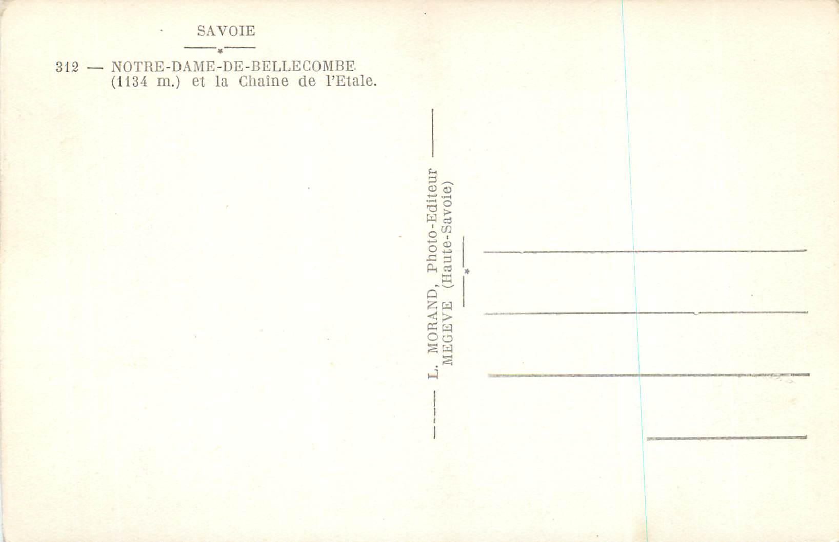 CPM Savoie Notre Dame de Bellecombe (1134 m) et la Chaine de L'Etale — Rückseite