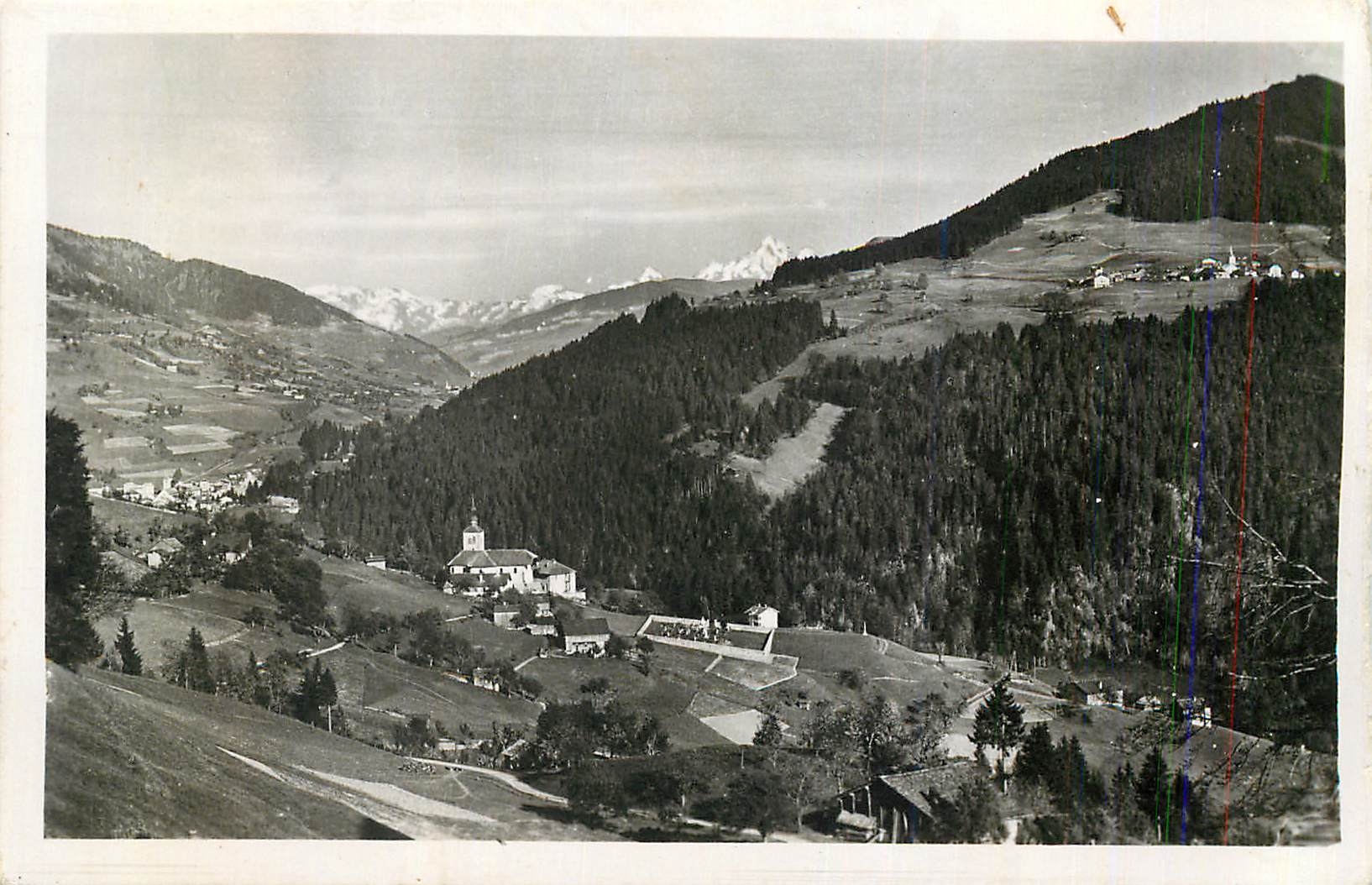 CPM Savoie Panorama sur Flemet Saint Nicolas et Notre Dame de Bellecombe au Fond Chaine du Mont Blanc