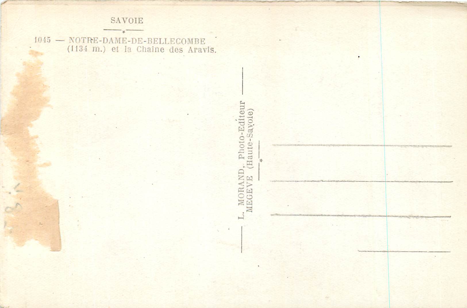 CPM Savoie Notre Dame de Bellecombe (1134 m) et la Chaine des Aravis — Rückseite