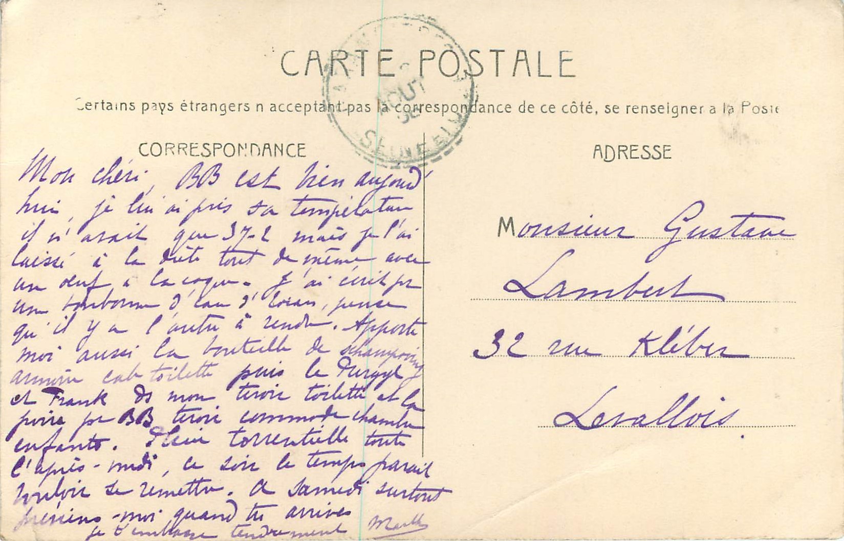 CPA Le Breuil — Verso