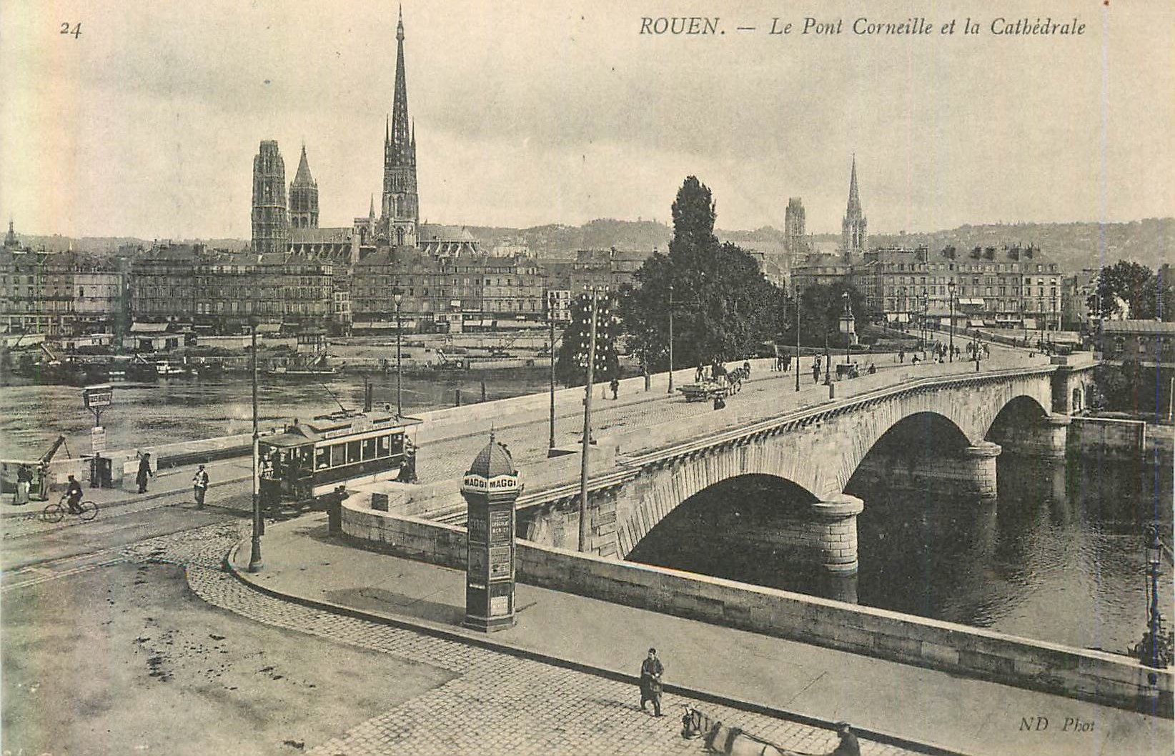CPA Rouen Le Pont Corneille et la Cathedrale Tramway